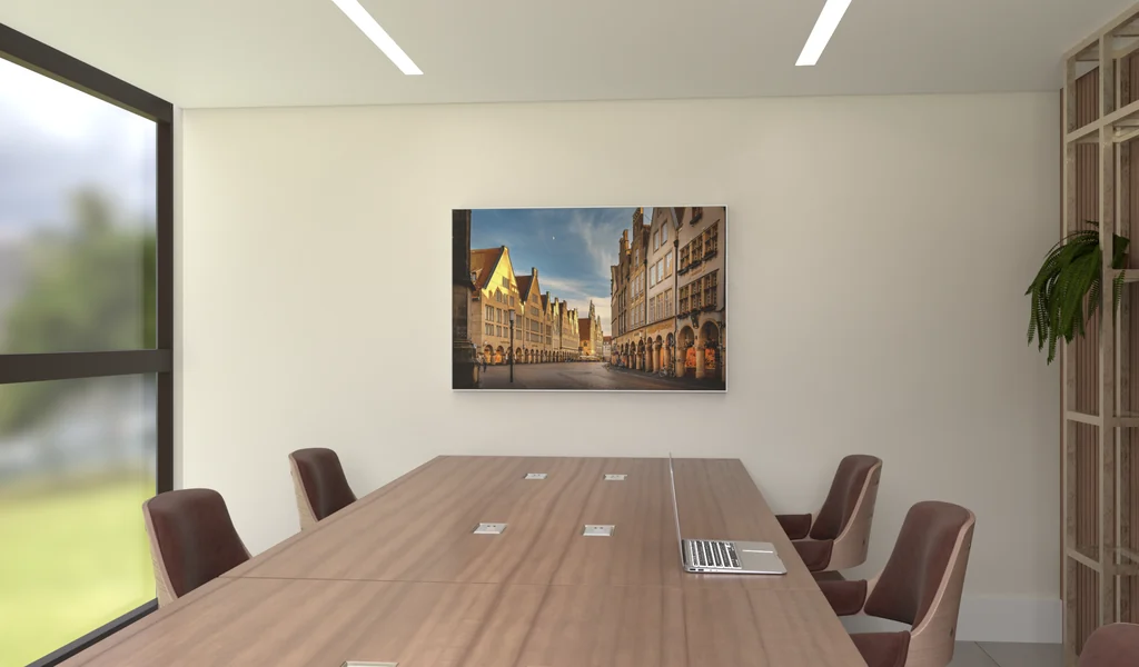 Visualisierung: Wandbild mit Prinzipalmarkt-Motiv in einem Besprechungsraum – Beispiel für Praxen, Büros und Kanzleien