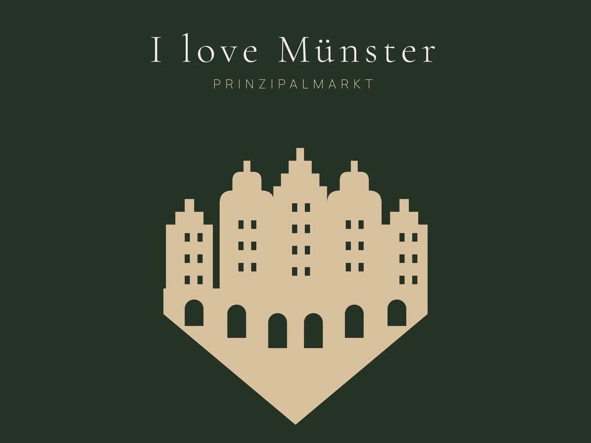 I love Münster – Giebelherz: Giebel und Bogengänge des Prinzipalmarkts zu einem Herz zusammengesetzt