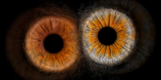 Zwei Iriden als Wandbild – Explosion – Irisfotografie von JALES – feine Motive in Münster