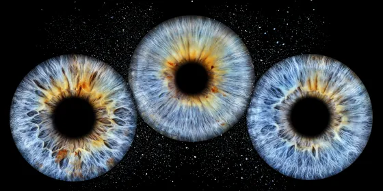 Drei Iriden als Wandbild – Explosion – Irisfotografie von JALES – feine Motive in Münster
