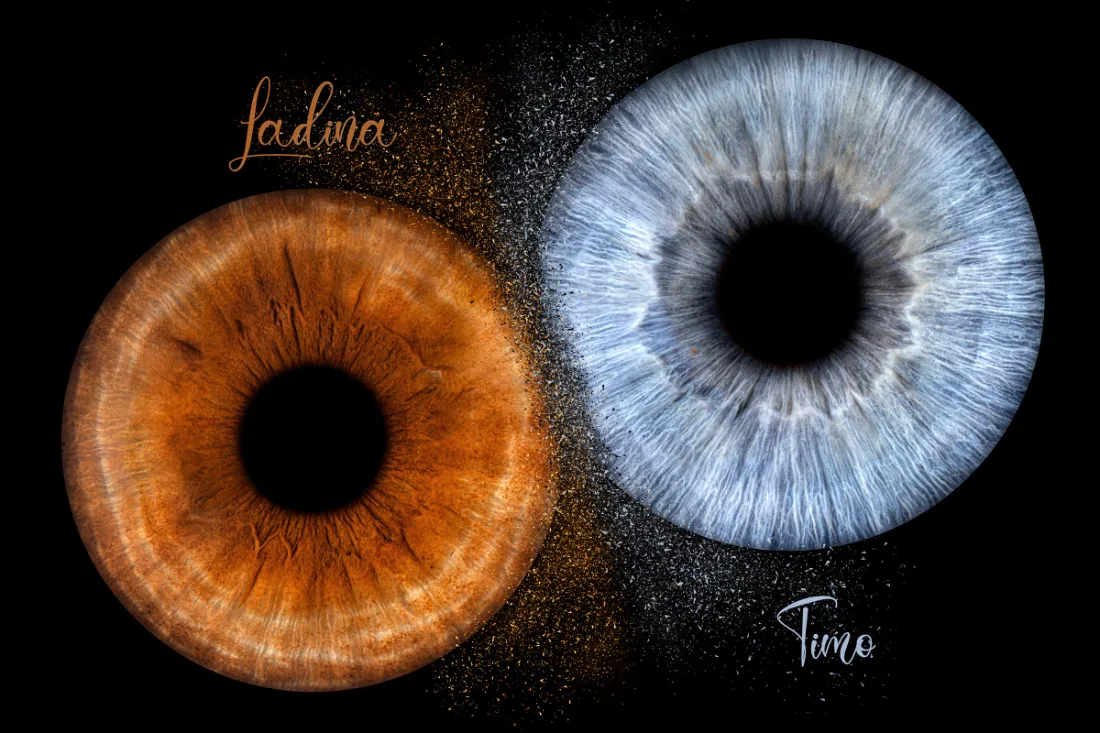 Zwei Iriden · Explosion – Irisfotografie als Wandbild von JALES – feine Motive
