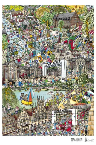 Münster-Wimmelbild Illustration Marathon von Kathi Rolfes