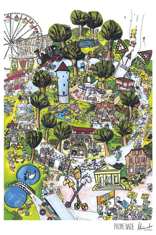 Münster-Wimmelbild Illustration Promenade von Kathi Rolfes