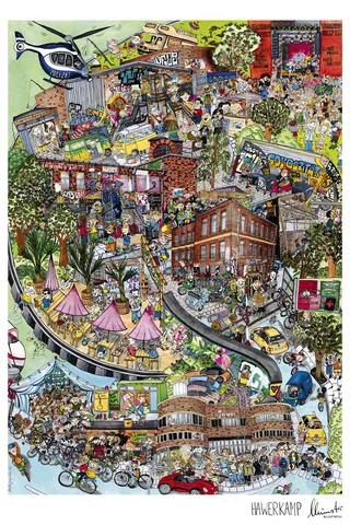 Münster-Wimmelbild Illustration Haverkamp von Kathi Rolfes