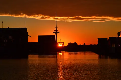Sonnenuntergang am Hafen – Münster-Motiv von Birgit Leimann