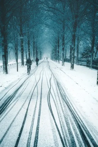 Promenade im Schneetreiben – Münster-Motiv von Sascha Talke