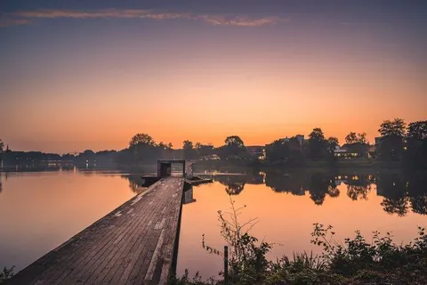Steg im Abendrot – Münster-Motiv von Sascha Talke