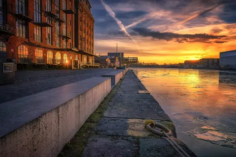 Abendrot über dem Hafen – Münster-Motiv von Sascha Talke