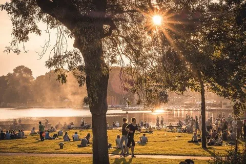 Gegenlicht unter dem Baum am Aasee – Münster-Motiv von Sascha Talke