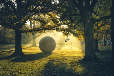 Aaseekugeln im Morgennebel – Münster-Motiv von Sascha Talke