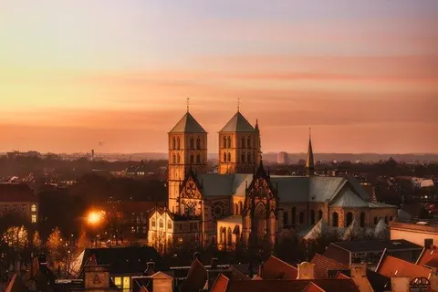 Dom im Abendrot von oben – Münster-Motiv von Sascha Talke