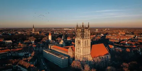 Überwasserviertel aus der Luft – Münster-Motiv von Thomas Branse