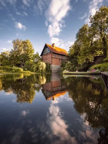 Pleister Mühle im Spiegel – Münster-Motiv von Thomas Branse