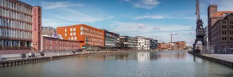 Stadthafen-Panorama mit Kran – Münster-Motiv von Thomas Branse
