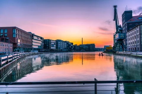 Hafen im Sonnenuntergang – Münster-Motiv von Thomas Branse