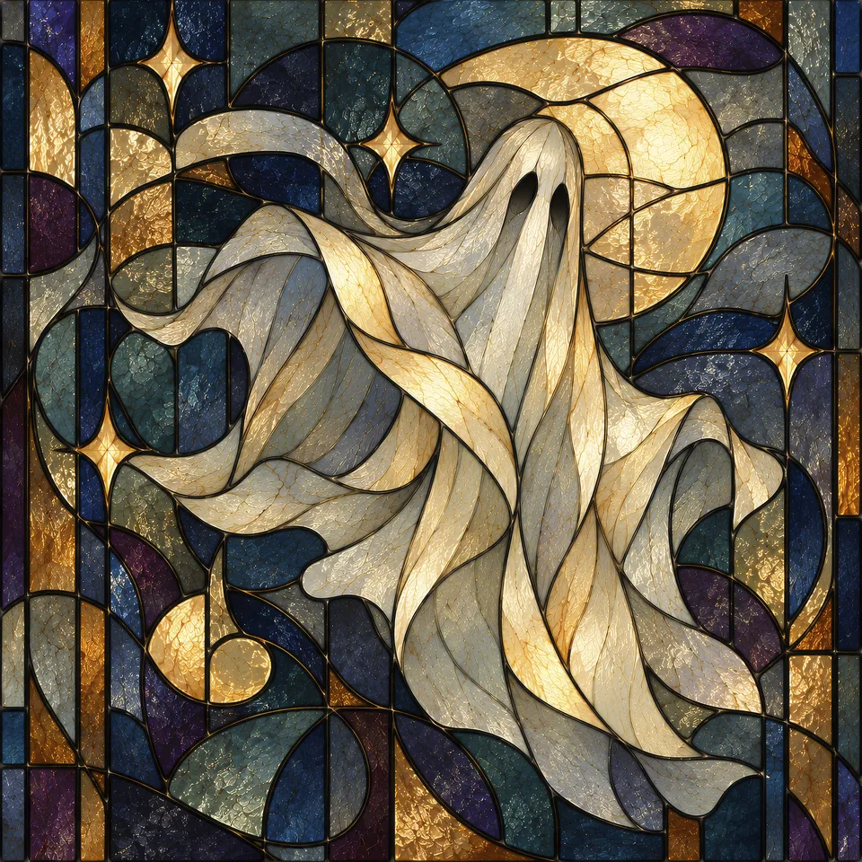 Hausgeist im Glasfenster als Lumo Alu 21 × 21 cm im Schaufenster von JALES – feine Motive in Münster
